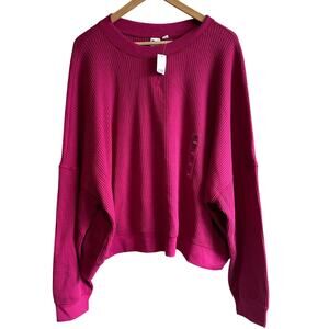 Gap Factory Relaxed Waffle Knit Crewneck T-Shirt Cerise Pink XXL